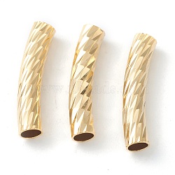Brass Tube Beads, Long-Lasting Plated, Curved Beads, Tube, Real 24K Gold Plated, 20x4mm, Hole: 3mm(KK-Y003-87A-G)
