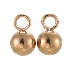 304 Stainless Steel Charms, Ball, Golden, 10x6mm, Hole: 2.5mm(STAS-L226-004G)