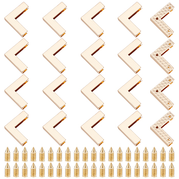 20 Sets Zinc Alloy Purse Corner for Bag, Protecter for Bag Corner, Golden, 29x29x7mm, Hole: 4.5mm