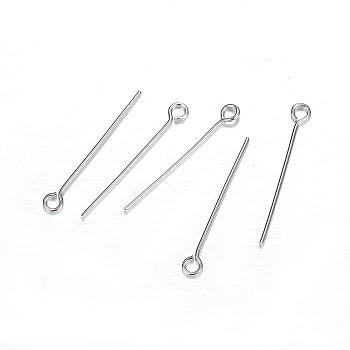 304 Stainless Steel Eye Pin, Stainless Steel Color, 21x0.6mm, Hole: 2mm