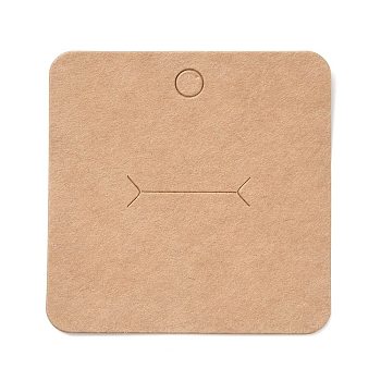 Blank Kraft Paper Finger Rings Display Cards, Square, BurlyWood, 6x6x0.05cm, Hole: 6mm
