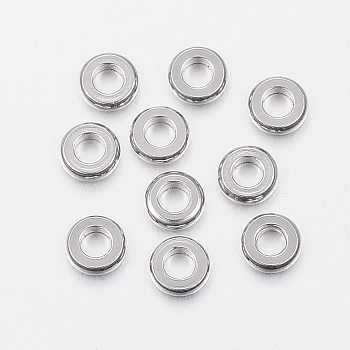 304 Stainless Steel Beads, Flat Round, Stainless Steel Color, 4x1mm, Hole: 2mm