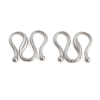 Non-Tarnish 304 Stainless Steel S-Hook Clasps, Stainless Steel Color, 10x11x1mm