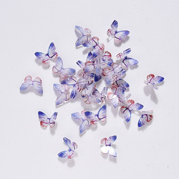 3D Resin Cabochons, Nail Art Studs, Nail Art Decoration Accessories, Butterfly, Purple, 7.5x7~8x2~3mm