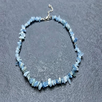 Natural Aquamarine Chip Beaded Necklaces for Women, 0.39 inch(1cm)