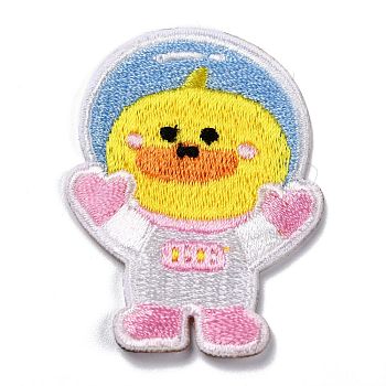 Computerized Embroidery Cloth Self Adhesive Patches, Stick On Patch, Costume Accessories, Appliques, Duck, Colorful, 49x36.5x2mm