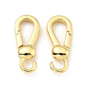 Brass Spring Gate Rings, Teardrop, Cadmium Free & Lead Free, Long-Lasting Plated, Real 18K Gold Plated, 22x9x4mm, Hole: 3.2mm