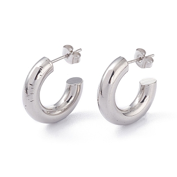 201 Stainless Steel Stud Earrings, with 304 Stainless Steel Pin, Ring, Stainless Steel Color, 20x5mm, Pin: 0.8mm