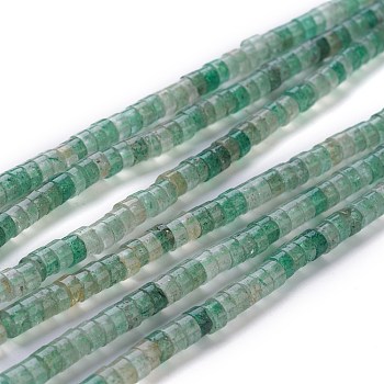 Natural Green Strawberry Quartz Beads Strands, Heishi Beads, Flat Round/Disc, 4~4.5x2.5mm, Hole: 0.7mm, about 167pcs/strand, 15.43 inch(39.2cm)