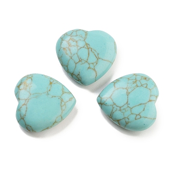 Heart  Synthetic Turquoise  Worry Stone, Anxiety Healing Thumb Stone, 19.5~20.5x20~20.5x5.8~6.8mm