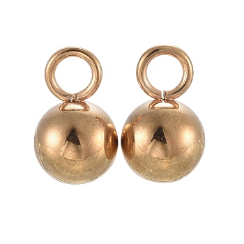 304 Stainless Steel Charms, Ball, Golden, 10x6mm, Hole: 2.5mm