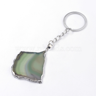 Platinum Plated Natural Agate Keychain(KEYC-S252-07)-2