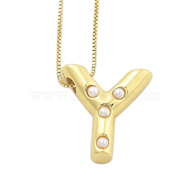 White Letter Y Brass Necklaces