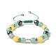 Armband aus natürlichen grünen Aventurin- und Topas-Jade- und Messingherzen mit geflochtenen Perlen(BJEW-JB09703-02)-1