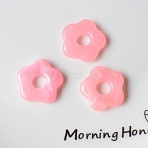 Acrylic Beads, DIY Accessories for Children, Flower, Pink, 25x27x5mm(OACR-WH0025-08J-01)