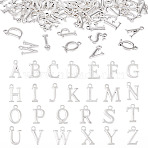 52Pcs 26 Styles Alloy Pendants, Capital Plain English Letters Charms, Platinum, Letter A~Z, 15.5~16x5~14x1.5mm, Hole: 1.8mm, 2pcs/style(FIND-TA0006-33)