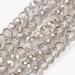 Electroplate Glass Beads Strands, Half Plated, Faceted, Rondelle, Gainsboro, 6x4~5mm, Hole: 0.8~1mm, about 80~85pcs/strand, 36~38cm(GLAA-K027-HP-A01)