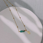 Natural Imperial Jasper Column Pendant Necklaces, with Stainless Steel Snake Charm, Golden, Golden, 15.75 inch(40cm)(IJ4503-1)