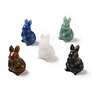 Natural Gemstone Sculpture Display Decorations, for Home Office Desk, Rabbit, 38~39.5x24~25.5x21~22mm(G-C244-01)