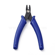 Steel Crimper Pliers for Crimp Beads, Jewelry Crimping Pliers, with Plastic Handles, Blue, 12.9x7.6x1.4cm(TOOL-C010-04)