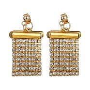 Rhinestone Chains Tassel Earrings, Brass Dangle Stud Earrings with 304 Stainless Steel Pins, Golden, 35.5x20mm(EJEW-JE05472)