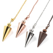 Brass Dowsing Pendulum Big Pointed Cone Pendants, with Lobster Claw Clasps and Chain, Rack Plating, Mixed Color, 240mm, Hole: 2mm(KK-H491-04)