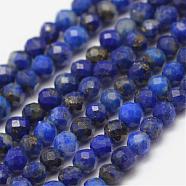 Natural Lapis Lazuli Beads Strands, Faceted, Round, 2mm, Hole: 0.5mm, about 178pcs/strand, 15.3 inch(39cm)(G-K182-2mm-04)