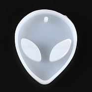 Alien Pendant Statue Silicone Molds, Portrait Sculpture Resin Casting Molds, For UV Resin, Epoxy Resin Jewelry Making, White, 56x46x8.5mm, Hole: 3mm(X-DIY-P019-16)