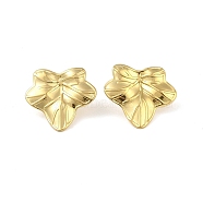 Ion Plating(IP) 304 Stainless Steel Stud Earrings for Women, Leaf, Real 18K Gold Plated, 22x23.8mm(EJEW-B050-04G)