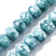 Opaque Baking Painted Glass Beads Strands, Imitation Stones, Faceted, Rondelle, Light Sea Green, 11~12x8.5mm, Hole: 1mm, about 45pcs/strand, 15.55 inch~15.75 inch(39.5~40cm)(EGLA-N006-009B-A16)