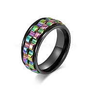Gear Titanium Steel Rotating Finger Ring, Fidget Spinner Ring for Calming Worry Meditation, Rainbow Color, US Size 10(19.8mm)(PW-WG94989-18)