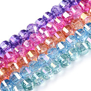 Transparent Electroplate Glass Beads Strands, AB Color Plated, Faceted, Round, Mixed Color, 8x7mm, Hole: 2mm, about 60pcs/strand, 14.96 inch(38cm)(EGLA-N006-078)
