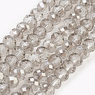 Electroplate Glass Beads Strands, Half Plated, Faceted, Rondelle, Gainsboro, 6x4~5mm, Hole: 0.8~1mm, about 88~92pcs/strand, 15.5 inch~16 inch(39~45cm)(GLAA-K027-HP-A01)