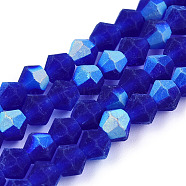 Imitate Austrian Crystal Bicone Frosted Glass Beads Strands, Grade AA, Faceted, Dark Blue, 2.9~3.3x2.5mm, Hole: 0.7mm, about 145~150pcs/strand, 16.34~16.54 inch(41.5~42cm)(EGLA-A039-T2mm-MB06)