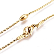 304 Stainless Steel Snake Chain Necklaces, with Oval Beads and Lobster Claw Clasp, Golden, 16.69 inch(42.4cm)(NJEW-L457-004G)