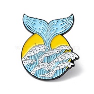 Flat Round Whale Tail Enamel Pin, Cartoon Alloy Brooch for Backpack Clothes, Electrophoresis Black, Colorful, 29x26x1mm(ENAM-B046-20)