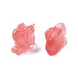 Cherry Quartz Glass Carved Figurines, for Home Office Desktop Decoration, Rabbit, 11~13x23~24x17~19mm(DJEW-L023-E01)