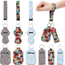 Nbeads 3 Sets 3 Style Neoprene Keychain Holder, with Iron Key Rings, for Shampoo Lotion Soap Perfume and Liquids Travel Containers, Mixed Color, 12.5~16cm, 4pcs/set, 1 set/style(KEYC-NB0001-33)