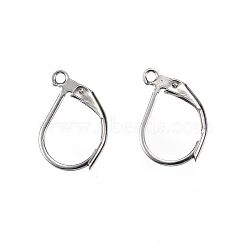 304 Stainless Steel Leverback Earring Findings, with Loop, Stainless Steel Color, 15.5x10x2mm, Hole: 1.2mm, Pin: 1x0.8mm(STAS-E147-20P)