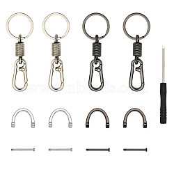 CHGCRAFT 4Pcs 2 Colors Zinc Alloy Push Gate Snap Keychain Clasp Findings, with 8Pcs Zinc Alloy D-Ring Anchor Shackle Clasps, 2Pcs Stainless Steel Screwdriver, Gunmetal & Platinum, 93.5mm, 2Pcs/color(FIND-CA0005-88)