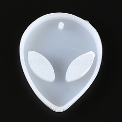 Alien Pendant Silicone Molds, Resin Casting Molds, For UV Resin, Epoxy Resin Jewelry Making, White, 56x46x8.5mm, Hole: 3mm(X-DIY-P019-16)