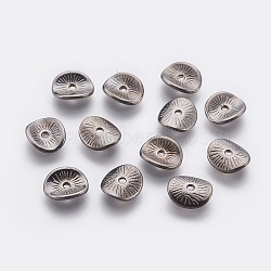 Tibetan Style Wavy Spacer Beads, Cadmium Free & Lead Free, Arched Disc, Gunmetal, 9x1mm, Hole: 1mm(TIBEP-A11067-B-LF)