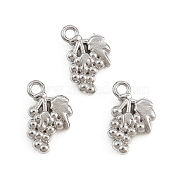 304 Stainless Steel Charms, Fruits Charms, Stainless Steel Color, Grape, 8x5x2mm, Hole: 1mm(SA-CBAC865-04A-P)