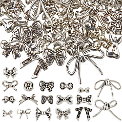 72Pcs 
16 Styles Tibetan Style Alloy Beads, Bowknot, Antique Silver, 5~19x10.5~26x3~8mm, Hole: 1.4~8.5mm, 4pcs/style(TIBEB-SC0001-40B)