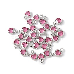 Heart Rack Plating Brass Glass Charms, Cadmium Free & Lead Free & Nickel Free, Long-Lasting Plated, Platinum, 7.5x5x2mm, Hole: 1mm(KK-S385-01P)