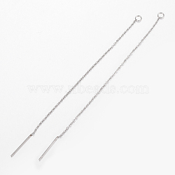 304 Stainless Steel Chain Stud Earring Findings, with Loop and Ear Threads, Stainless Steel Color, 100mm, Hole: 2.5mm(STAS-H434-58P)
