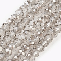 Electroplate Glass Beads Strands, Half Plated, Faceted, Rondelle, Gainsboro, 6x4~5mm, Hole: 0.8~1mm, about 88~92pcs/strand, 15.5 inch~16 inch(39~45cm)(GLAA-K027-HP-A01)