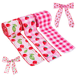 3 Rolls 3 Styles Polyester Ribbon, for Garment Accessories, Gift Decoration, Mixed Shapes, 2-3/8 inch(60mm), about 5.00 Yards(4.57m)/Set(OCOR-TA0003-52)