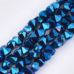 Electroplate Glass Beads Strands, Faceted, Blue, 6~6.5x4.5~5x5.5mm, Hole: 1.2mm, about 100pcs/strand, 17.3 inch(EGLA-S179-02A-A05)