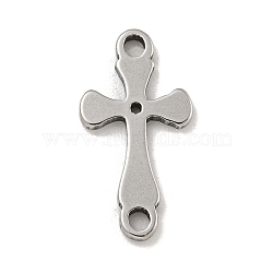 201 Stainless Steel Connector Charms, Religion Cross Links, Stainless Steel Color, 17x8.5x1mm, Hole: 1.4mm(STAS-S146-05P)